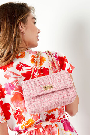 Tas met stiksels en gouden detail - roze Polyester h5 Afbeelding2